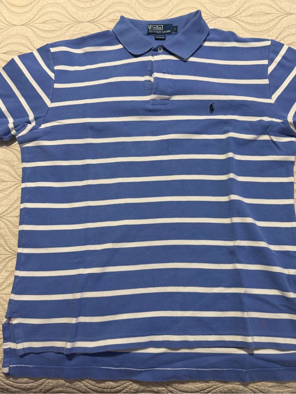 Polo by Ralph Lauren Blue and White Striped Men's Polo Shirt - Picture 2 of 2